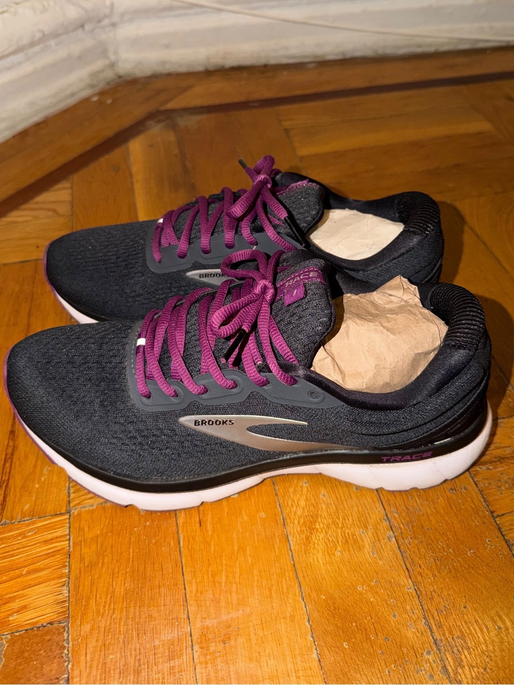 Brooks Women’s Black Sneakers with Purple Laces